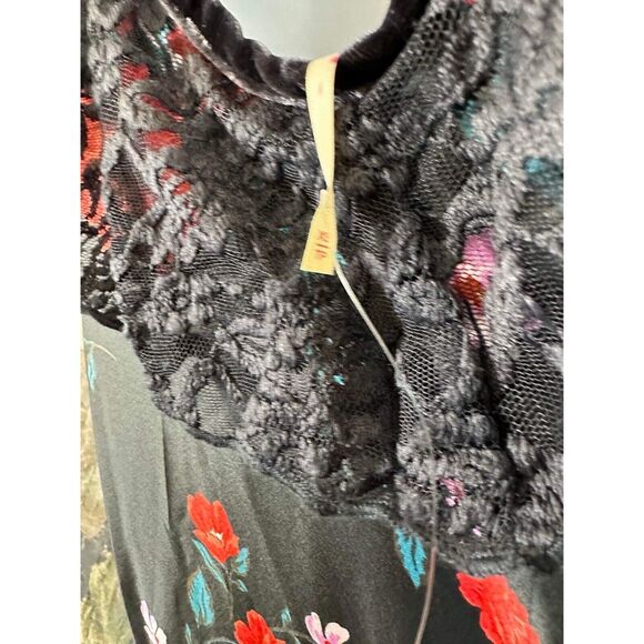 NWT Free People Warm Hearts Floral Lace Neckline Asymmetrical Midi Dress Xs - Picture 10 of 10